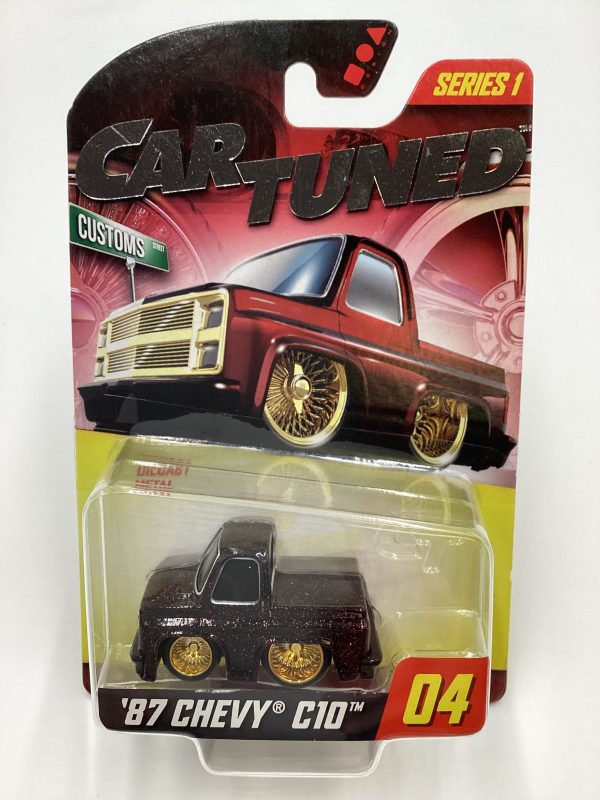 2024 Car Tuned Series 1 #04 87 Chevy C10 Black   Red Metal Flake Walgreens Exclusive with protector Sale