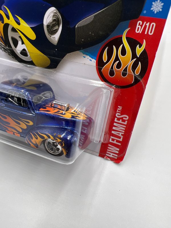 2016 Hot Wheels Flames #96 41 Willys Blue Target Snowflake Card 240C Cheap