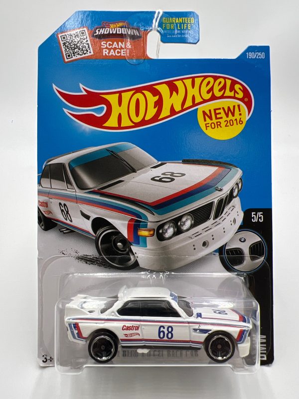 2016 Hot Wheels BMW #190 73 BMW 3.0 CSL Race Car White 108A on Sale