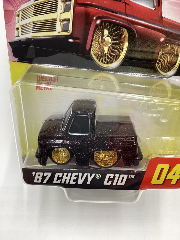 2024 Car Tuned Series 1 #04 87 Chevy C10 Black   Red Metal Flake Walgreens Exclusive with protector Sale