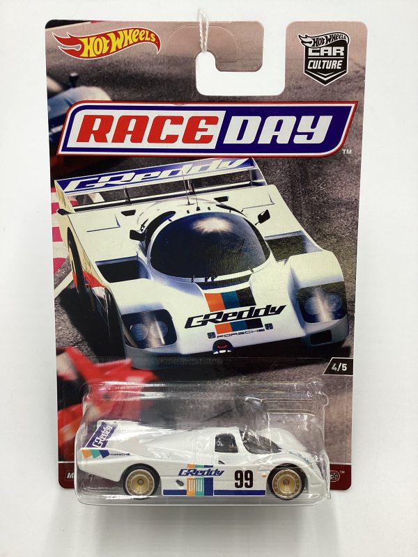 Hot wheels Race Day #4 Porsche 962 White GReddy *Cracked Blister* 245K Supply