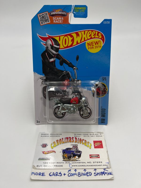 2016 Hot Wheels Moto #135 Honda Monkey Z50 Red 80C Hot on Sale