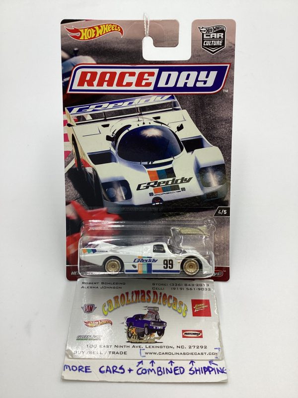 Hot wheels Race Day #4 Porsche 962 White GReddy *Cracked Blister* 245K Supply