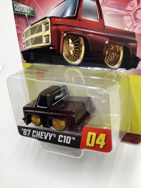 2024 Car Tuned Series 1 #04 87 Chevy C10 Black   Red Metal Flake Walgreens Exclusive with protector Sale