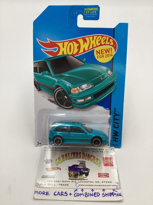 2014 Hot Wheels #30 1990 Honda Civic EF Teal W Protector Online Hot Sale