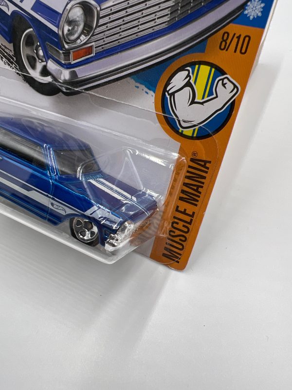 2016 Hot Wheels Muscle Mania #128 63 Chevy II Blue Target Snowflake Card 238D Hot on Sale