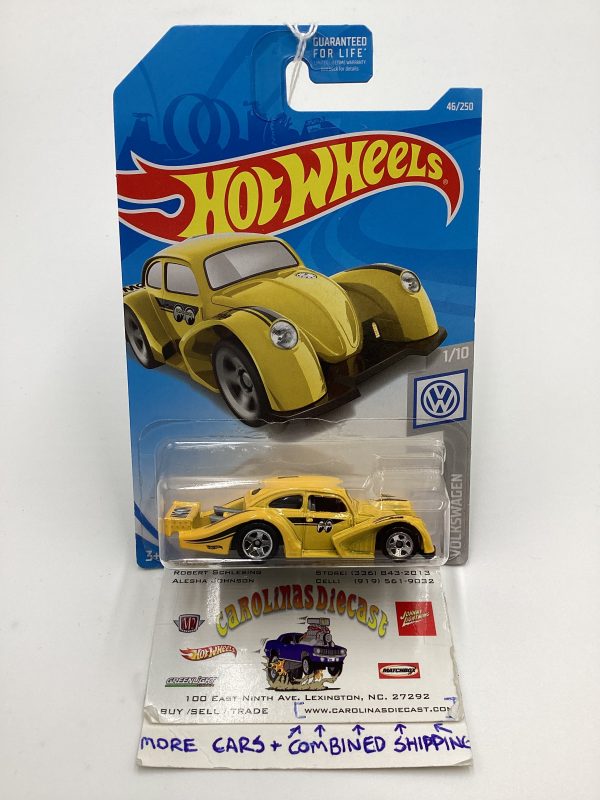 2019 Hot Wheels #46 Volkswagen Kafer Racer Yellow Moon Eyes 96G on Sale