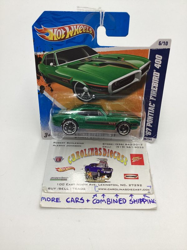 2011 Hot Wheels #86 67 Pontiac Firebird 400 Green Short Card Crushed Blister 59F Online Sale