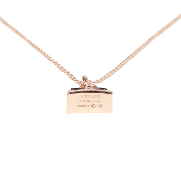 Hermes 18k Rose Gold Diamond Kelly Amulettes Pendant Necklace Online