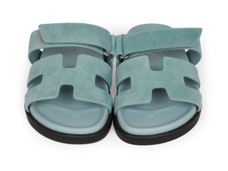 Hermes Chypre Sandals Bleu Suede 37 Discount