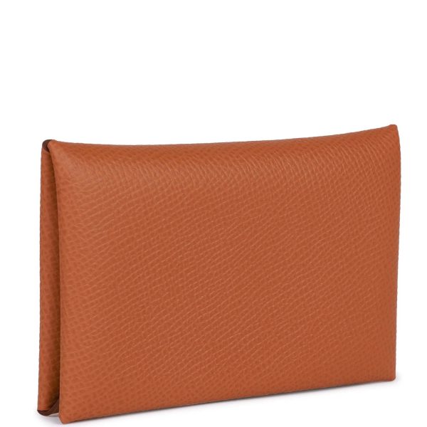 Hermes Calvi Card Holder Gold Epsom Palladium Hardware Online Hot Sale