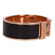 Hermes Black Wide Enamel Bracelet GM Rose Gold Hardware Discount