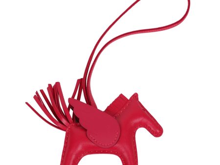 Hermes Framboise Milo Lambskin Pegasus Horse Rodeo Bag Charm on Sale