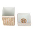 Hermes  Mosaique Au 24  Gold Porcelain Tea Sugar Box Small For Sale