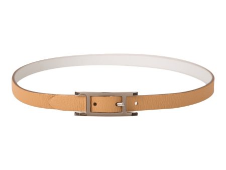 Hermes Beige White Leather Behapi Double Tour Bracelet Small Online Sale