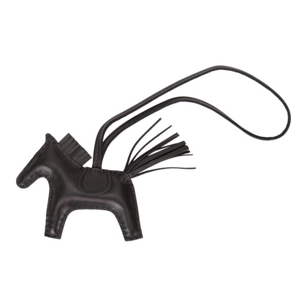 Hermes SO Black Grigri Horse Rodeo Bag Charm PM For Discount