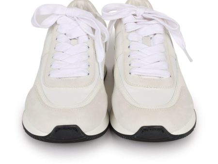 Hermes Boomerang Sneakers White Gris Perle Epsom Suede Canvas 38 Online