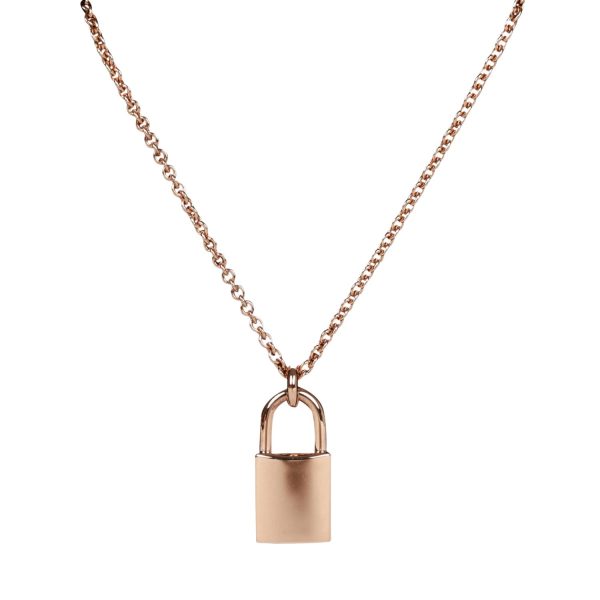 Hermes 18k Rose Gold Amulettes Cadenas Pendant Necklace Discount