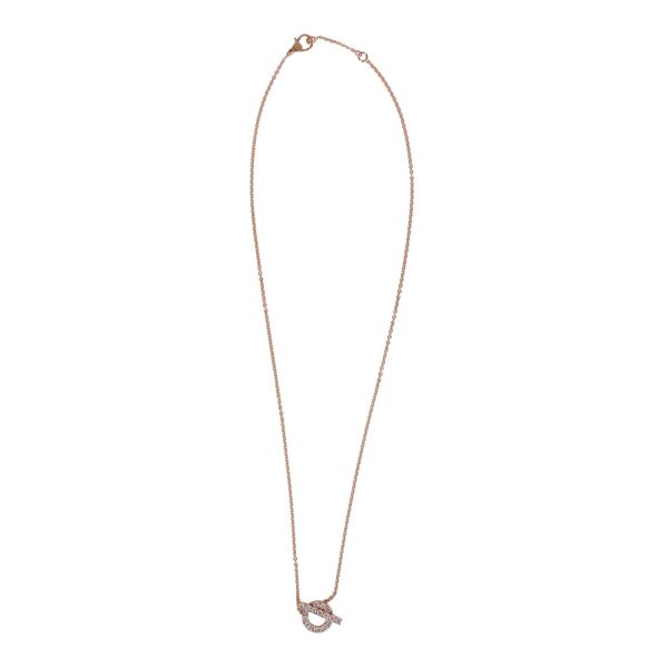 Hermes 18k Rose Gold San Coloris Diamond Finesse Pendant Necklace Sale