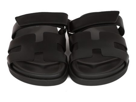 Hermes Chypre Sandals Black Calfskin 38 For Discount