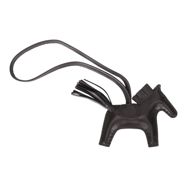 Hermes SO Black Grigri Horse Rodeo Bag Charm PM For Discount