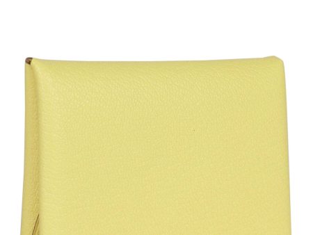 Hermes Calvi Duo Compact Card Holder Limoncello Chevre Mysore Palladium Hardware Hot on Sale