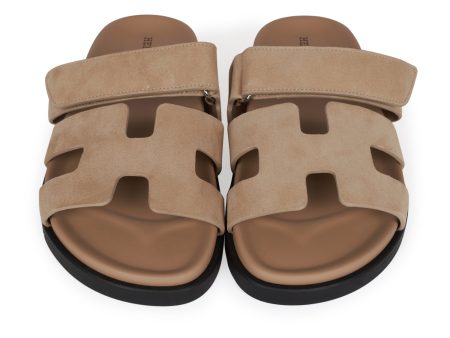 Hermes Chypre Sandals Beige Suede 37 For Cheap