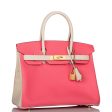 Hermes Special Order (HSS) Birkin 30 Craie and Rose Azalee Epsom Brushed Gold Hardware Online now