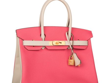 Hermes Special Order (HSS) Birkin 30 Craie and Rose Azalee Epsom Brushed Gold Hardware Online now