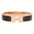 Hermes Black Clic Clac H Narrow Enamel Bracelet PM Gold Hardware For Discount