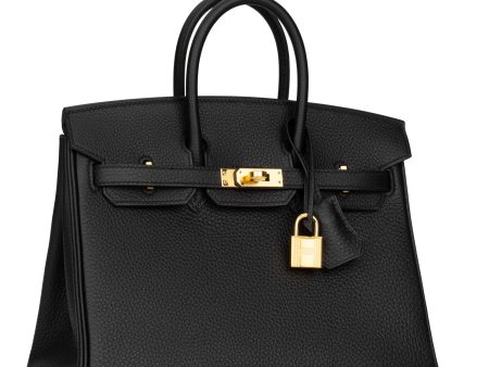 Hermes Birkin 25 Black Togo Gold Hardware For Sale