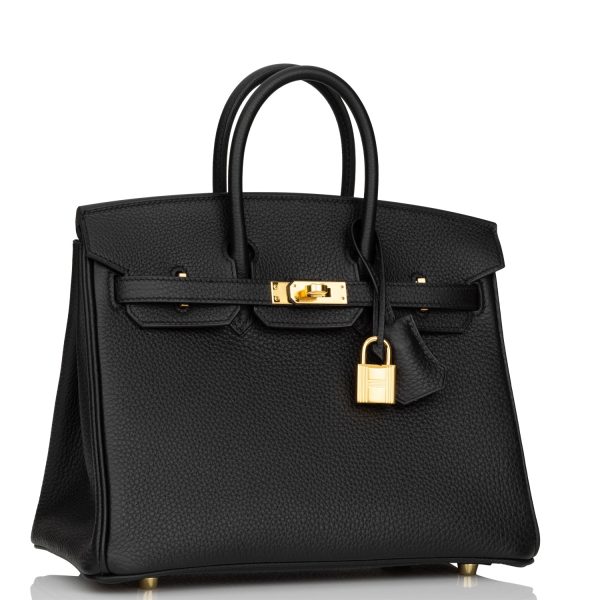 Hermes Birkin 25 Black Togo Gold Hardware For Sale