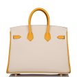 Hermes Special Order (HSS) Birkin 25 Craie and Jaune Ambre Togo Brushed Gold Hardware Cheap