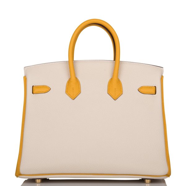 Hermes Special Order (HSS) Birkin 25 Craie and Jaune Ambre Togo Brushed Gold Hardware Cheap