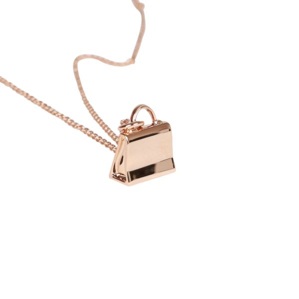 Hermes 18k Rose Gold Diamond Kelly Amulettes Pendant Necklace Online