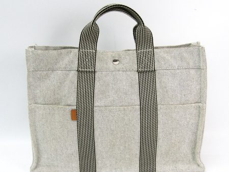 Hermes White Black Canvas Fourre Tout MM Tote (SHA-35858) Fashion