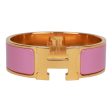 Hermes  Rose Nacarat  Wide Enamel Bracelet GM Gold Hardware Discount