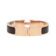 Hermes Black Clic Clac H Narrow Enamel Bracelet PM Gold Hardware For Discount