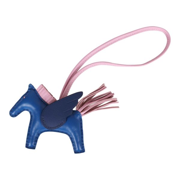 Hermes Bleu Saphir Marine Mauve Sylvester Pegasus Horse Rodeo Bag Charm Online now