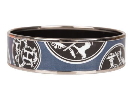 Hermes  Confettis d Ex Libris  Wide Printed Enamel Bracelet PM (65) ( ) Sale