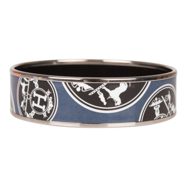 Hermes  Confettis d Ex Libris  Wide Printed Enamel Bracelet PM (65) ( ) Sale