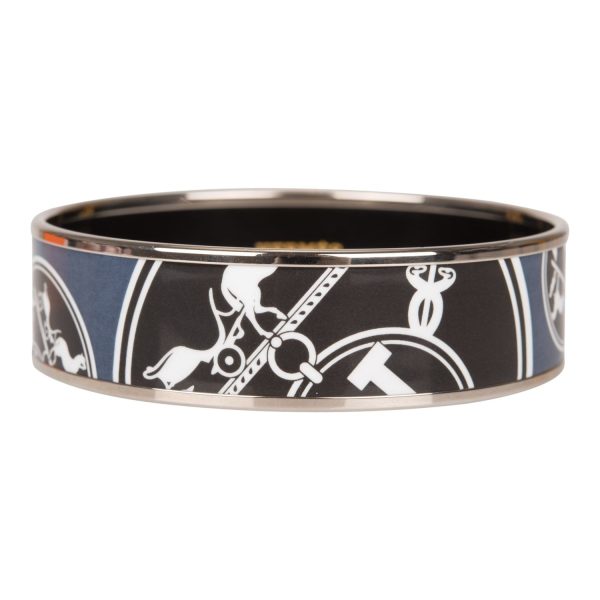 Hermes  Confettis d Ex Libris  Wide Printed Enamel Bracelet PM (65) ( ) Sale