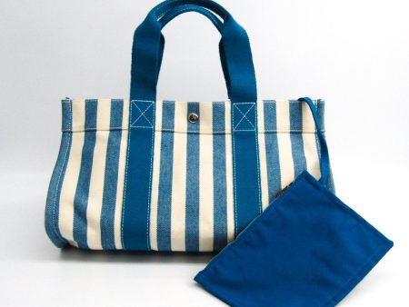 Hermes Blue and White Canvas Cannes MM Tote (SHA16580) Online Sale