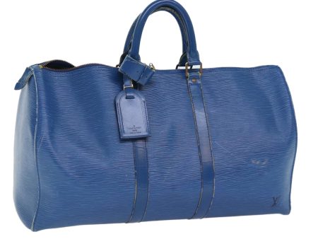 LOUIS VUITTON Epi Keepall 45 Boston Bag Blue M42975  81394 Fashion