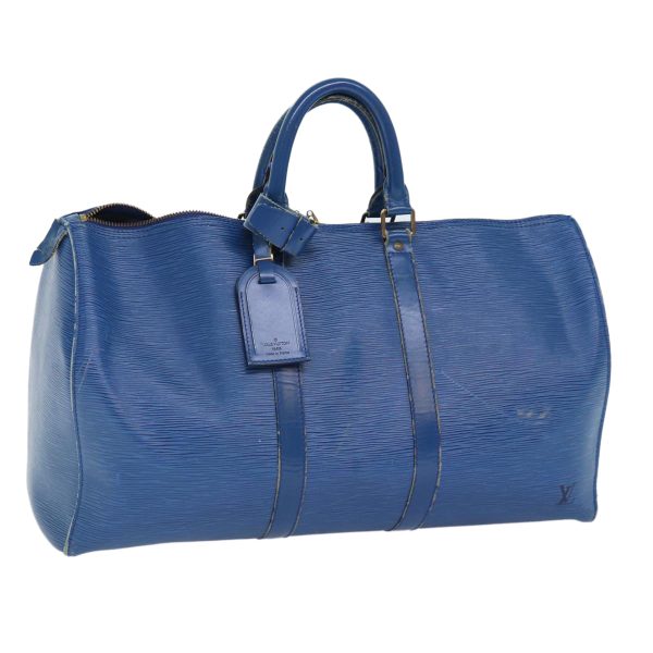 LOUIS VUITTON Epi Keepall 45 Boston Bag Blue M42975  81394 Fashion