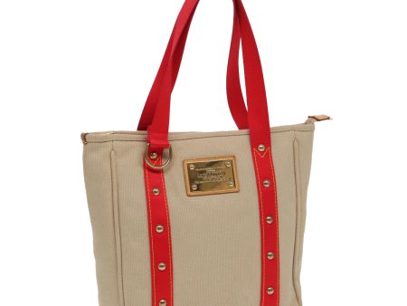 LOUIS VUITTON Antigua Cabas MM Tote Bag Beige Red M40035  bs16455 Supply