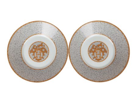 Hermes  Mosaique Au 24  Gold Porcelain Tea Cup and Saucer Set Fashion