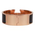 Hermes Black Wide Enamel Bracelet GM Rose Gold Hardware Discount