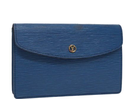 LOUIS VUITTON Epi Montaigne 23 Clutch Bag Blue M52665  87392 For Discount