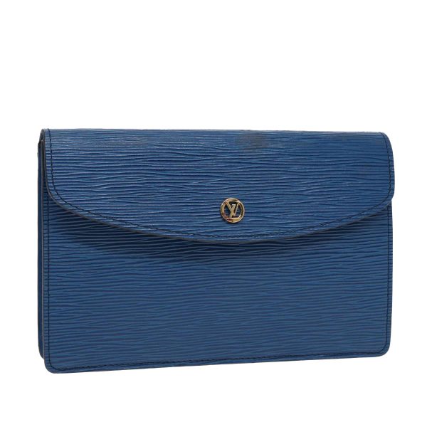 LOUIS VUITTON Epi Montaigne 23 Clutch Bag Blue M52665  87392 For Discount